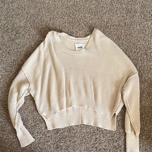 Aerie Cream Ribbed Sweater cropped size small